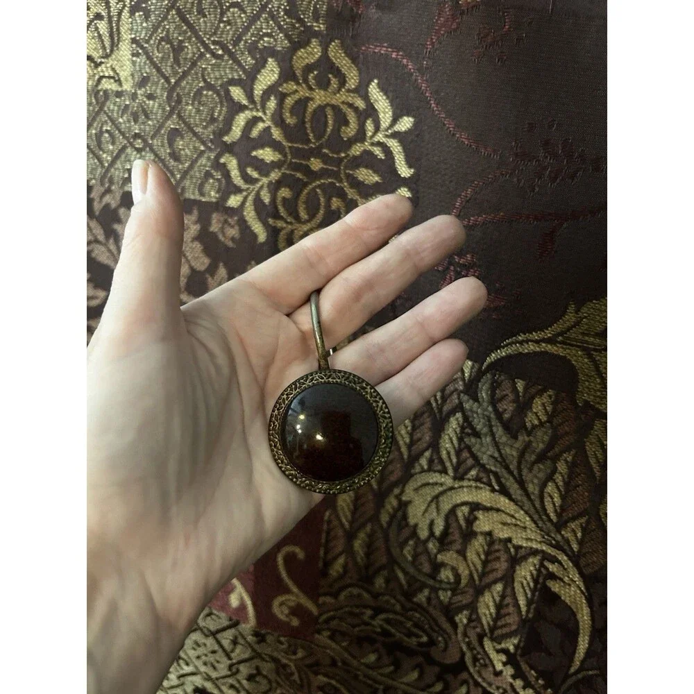 Burgandy Gold Paisley Patchwork Fabric Shower Curtain Hooks 72x72 No Liner Bath